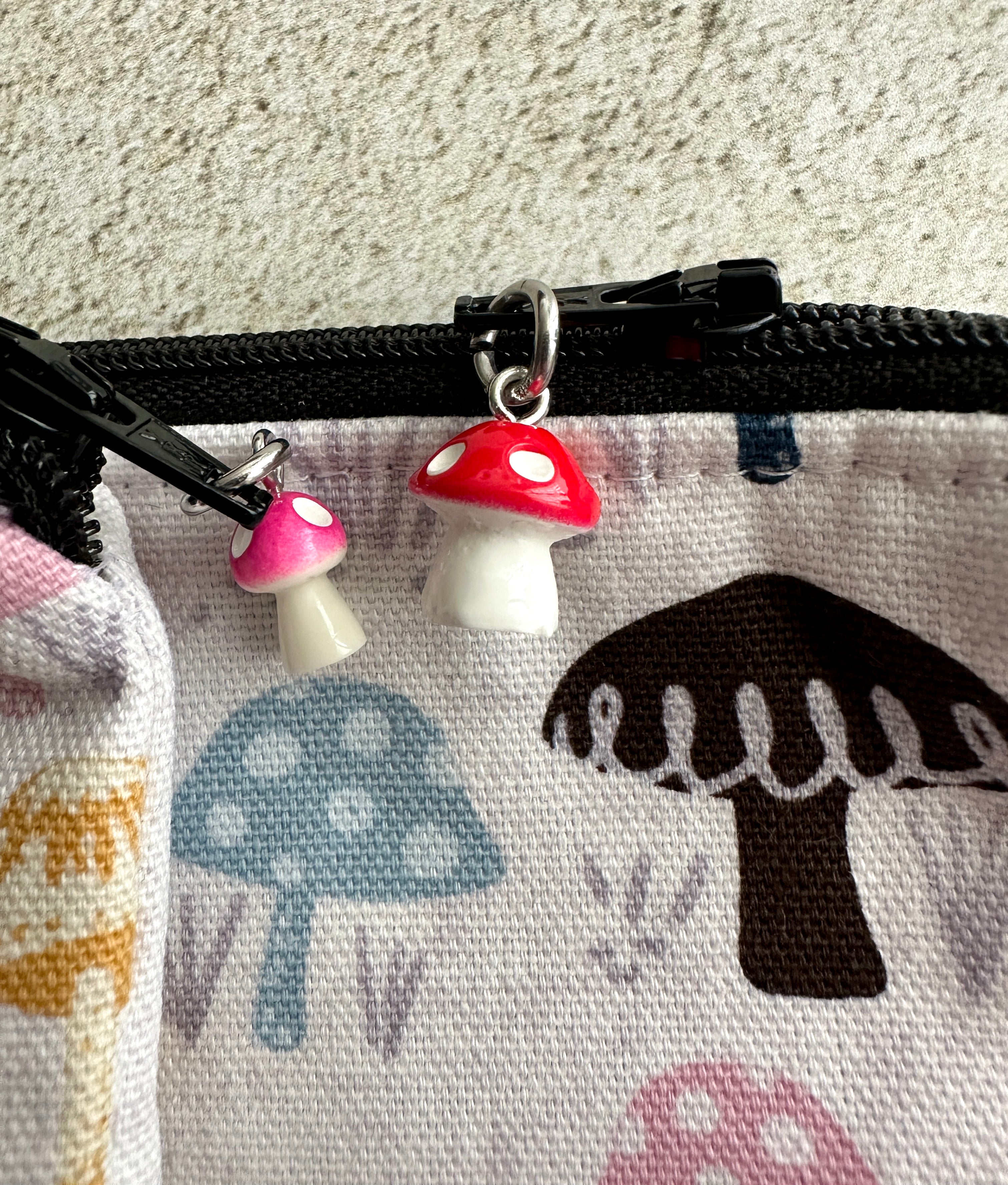 Cottagecore Mushroom Zipper Pouch With Charm