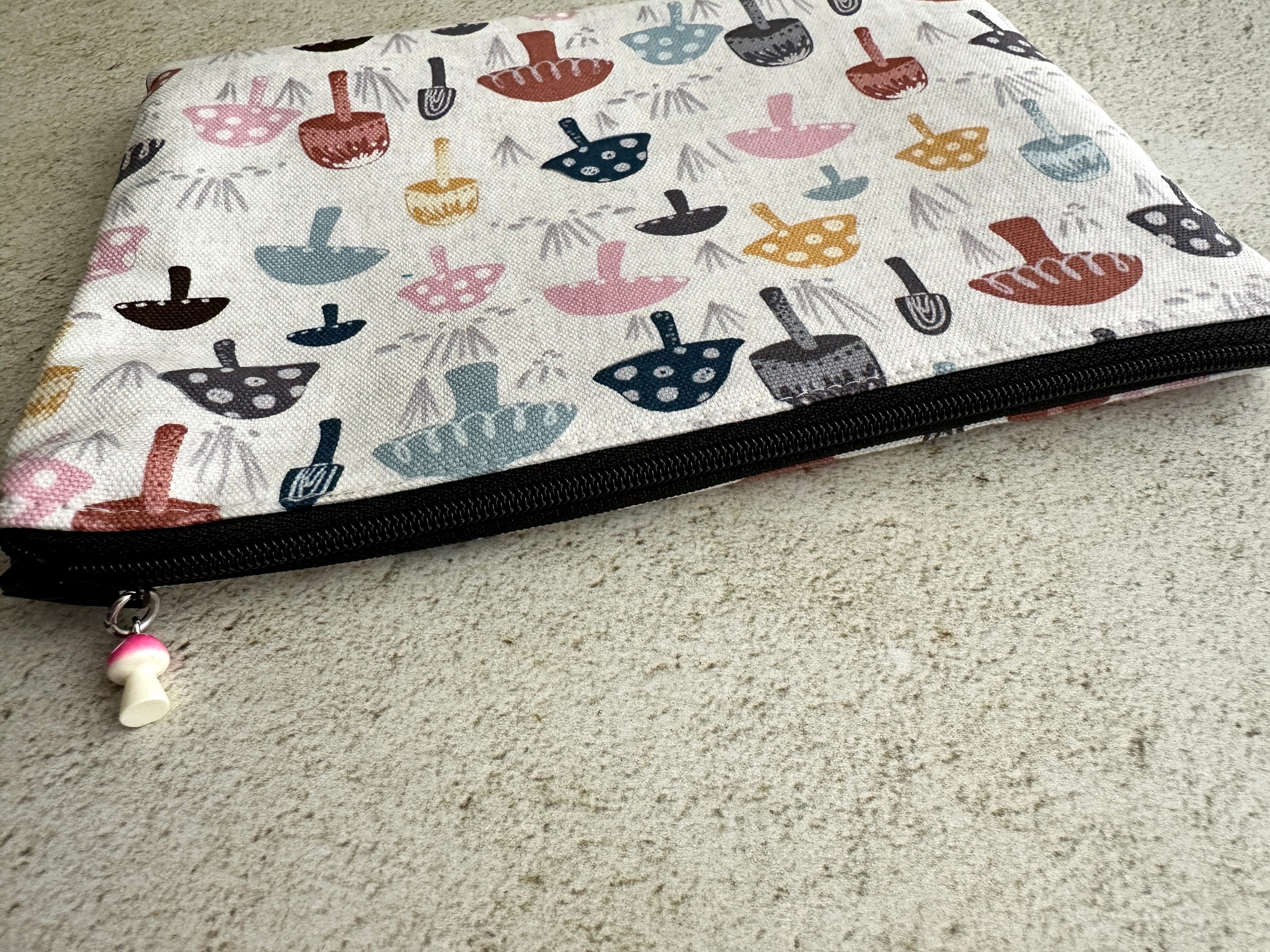 Cottagecore Mushroom Zipper Pouch With Charm
